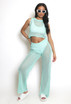 Pointelle Knit Top And Trouser Set