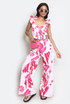 Printed Corset Top And Wide Leg Trouser Set