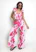 Printed Corset Top And Wide Leg Trouser Set