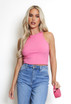 Round Neck Ribbed Crop Tops