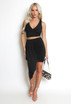 V Neck Crop Tops & Asymmetric Frilled Mini Skirt Set