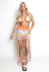 Multicoloured Crochet Bralet And Tassel Skirt Set