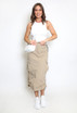 Back Slit Parachute Midi Skirt