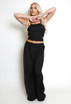 Tie Back Crop Top And Wide Leg Trouser Set