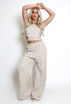 Tie Back Crop Top And Wide Leg Trouser Set