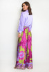 Tie Front Blouse And Printed Wide Leg Trouser Set