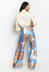 Tie Front Blouse And Printed Wide Leg Trouser Set