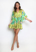 Tropical Print Satin Kaftan Playsuit