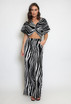 Zebra Print Front Twist Crop Top And Wide Trouser Set