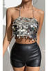 Disc Sequin Halter Top