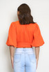 V Neck Crop Top With Puff Sleeve