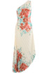 Floral Print Pleated One Shoulder Maxi Dress