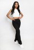 Ankle Slit Ribbed Skinny Flare Trouser