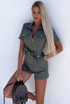  Zip Front Belted Playsuit