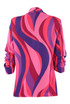 Retro Print Ruched Sleeve Open Blazer