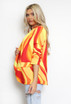Retro Print Ruched Sleeve Open Blazer
