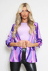 Retro Print Ruched Sleeve Open Blazer