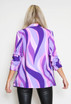Retro Print Ruched Sleeve Open Blazer