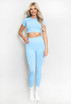 Round Neck Crop Tops & Push Up Leggings Set