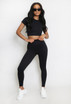 Round Neck Crop Tops & Push Up Leggings Set