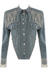 Diamante Tassel Asymmetric Denim Jacket