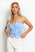 Denim Button Front Crop Top