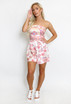 Floral Print Satin Bandeau Playsuit