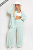 Textured Shirt And Wide Leg Trouser Set