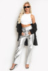 Metallic Straight Leg Jeans