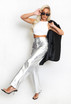 Metallic Straight Leg Jeans