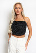 Corsage Halter Neck Crop Tops