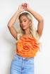 Corsage Halter Neck Crop Tops