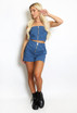 Zip Bandeau Crop Top And Cargo Shorts Set