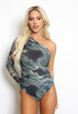 Tie Dye Ruched One Shoulder Bodysuit 