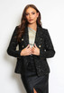 Sequin Woven Double Breasted Blazer