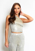 Foil One Shoulder Crop Top