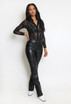 Diamante Sequin Embellished Sheer Bodysuit