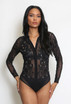 Diamante Sequin Embellished Sheer Bodysuit