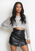 Sequin Round Neck Crop Tops