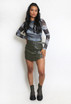 Faux Leather Button Front Mini Skort