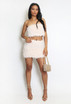 Shaggy Fur Bandeau Crop Top And Mini Skirt Set