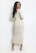 V-Neck Ribbed Midi Dress