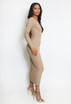V-Neck Ribbed Midi Dress