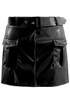 Faux Leather Cargo Skort