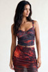 Tie Dye Mesh Corset Crop Tops