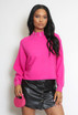 Diamante Trim High Neck Knitted Jumper