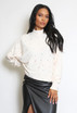 Diamante Stone High Neck Knitted Jumper