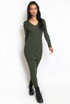 Button Sleeve Ribbed Long Jumper And Leggings Set