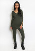 Button Sleeve Ribbed Long Jumper And Leggings Set