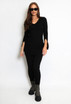 Button Sleeve Ribbed Long Jumper And Leggings Set